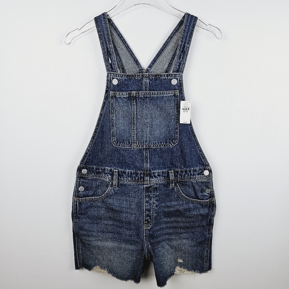 Old Navy #792617 Girl's Distressed Denim Shortalls NWT, size XL (14-16)